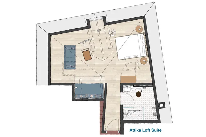 Schlafbereich der Attika Suite im Hotel de Londres